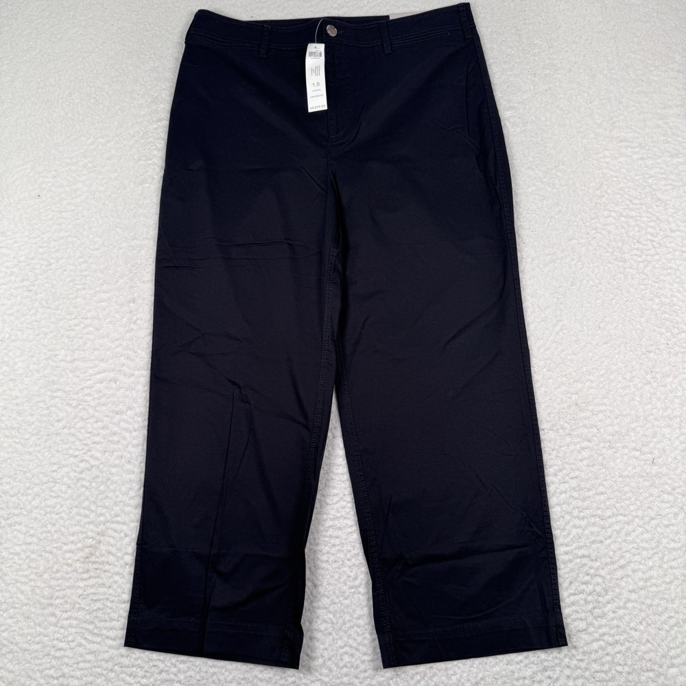 Chico's Wide Leg Crop Pants Women's 1.5 Career Stretch 33x24.5 Black NWT‎ $79.50